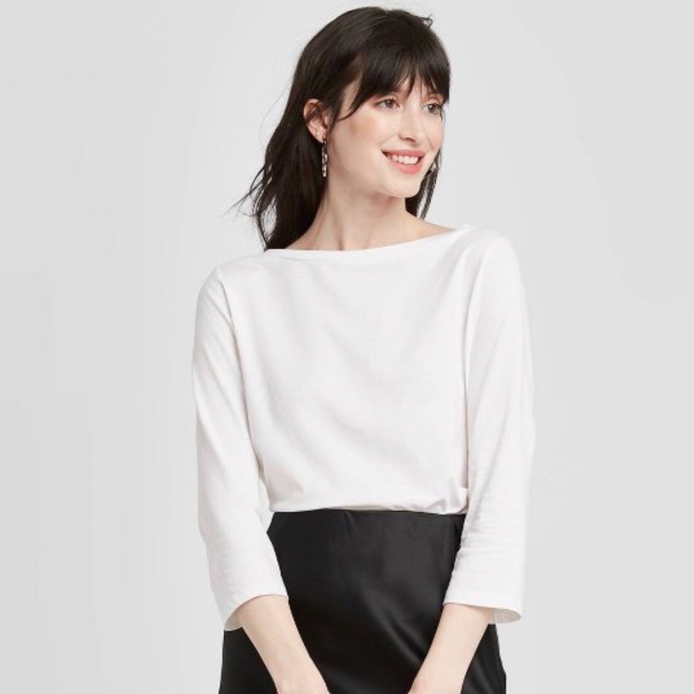 White 3/4 length sleeve women’s top